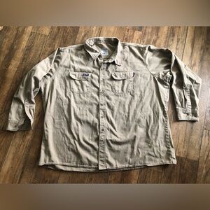 Lapco FR Cat 2 Men's 4XL Long Sleeve Button Down Shirt Uniform Work Wear Khaki